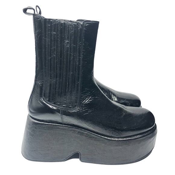 Free People Disco Days Platform Boot Black Crinkled Patent Black EU 41/US 11 NEW - Picture 1 of 12